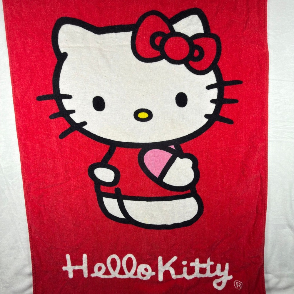 Sanrio Hello Kitty Red Bath Towel 100% Cotton 140x70cm 2015 Licensed Kawaii